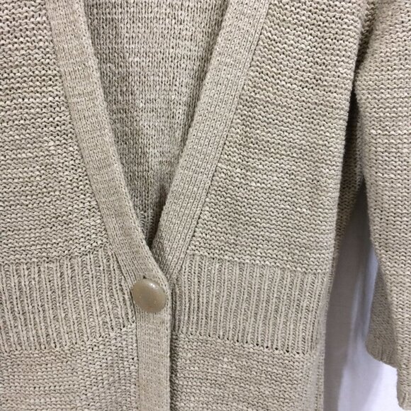 Willi Smith Sweater Cardigan 1 Button Longer Length Beige Size Medium - Picture 4 of 4